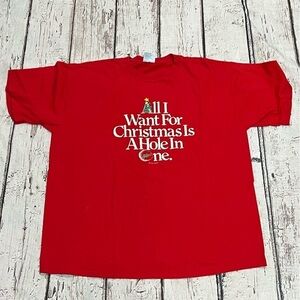 Vintage All I Want For Christmas is a Hole in One Funny Golf 1980s Tshirt